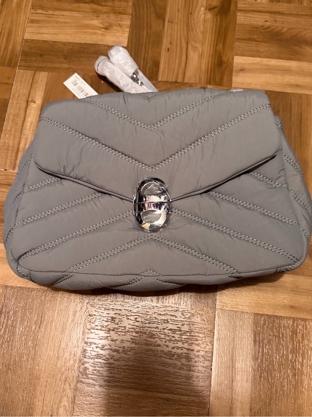 Quilted Gray Shoulder bag with Silver accents